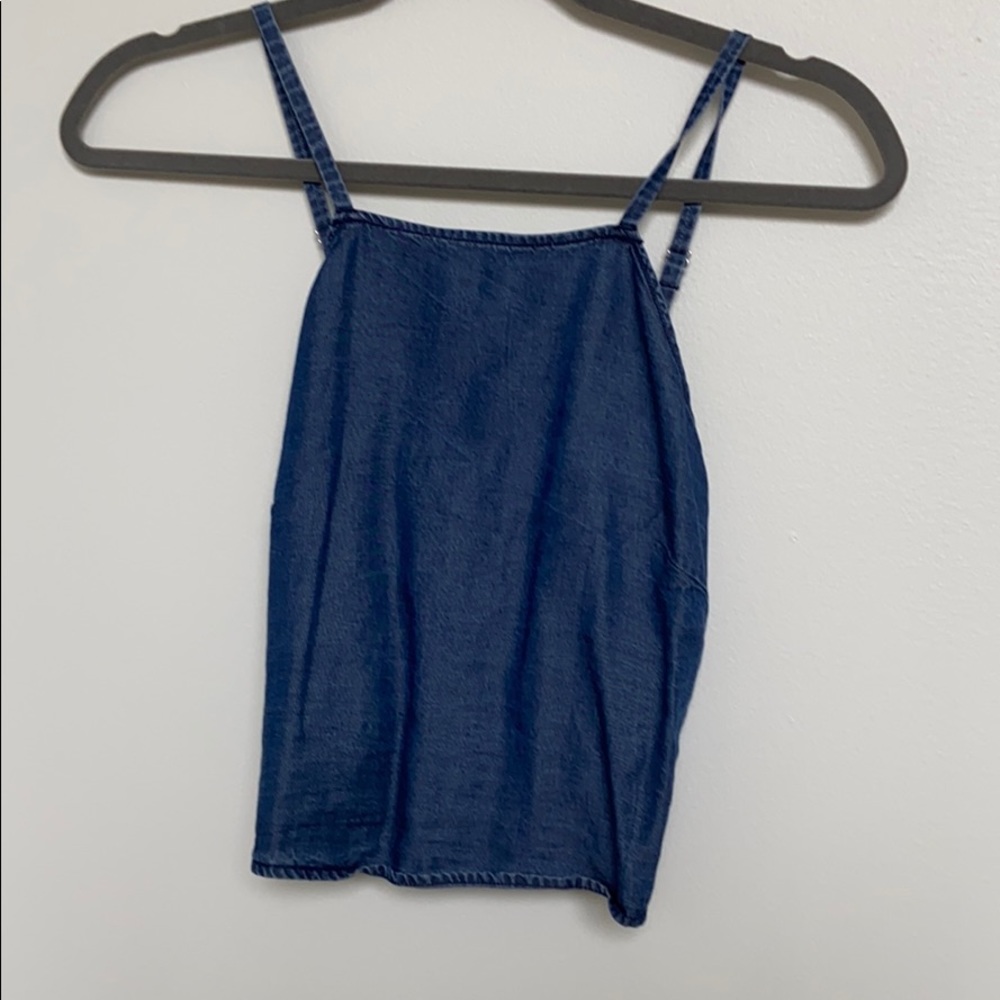 Jean Material crop with tie in back